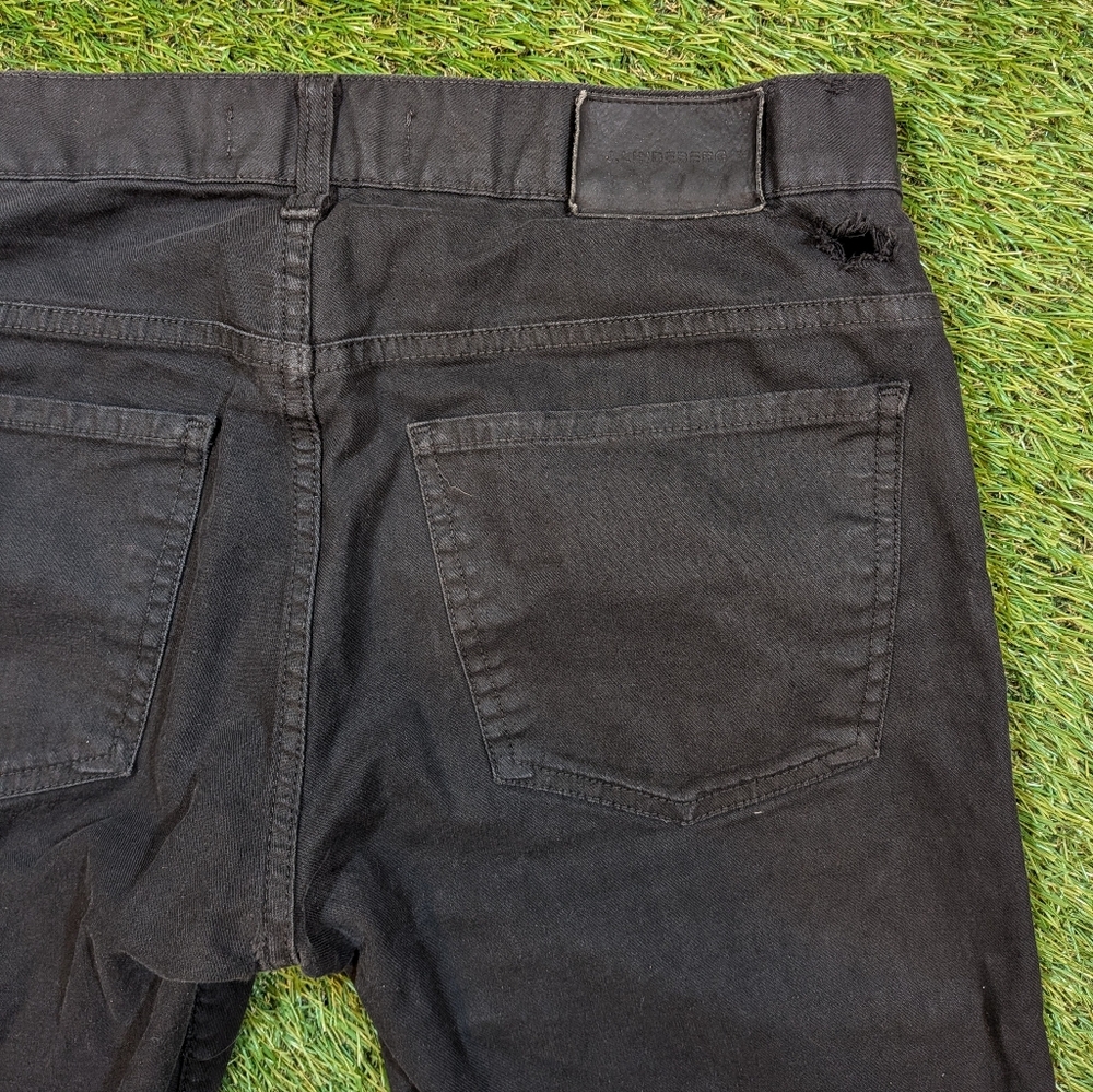 J.Lindeberg Designer Men's Black Straight Jeans Waxed Cropped Vintage Y2K